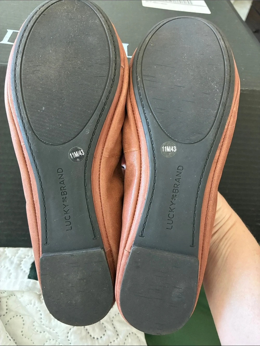 Lucky Brand Women's Cognac Suede Ballet Flats